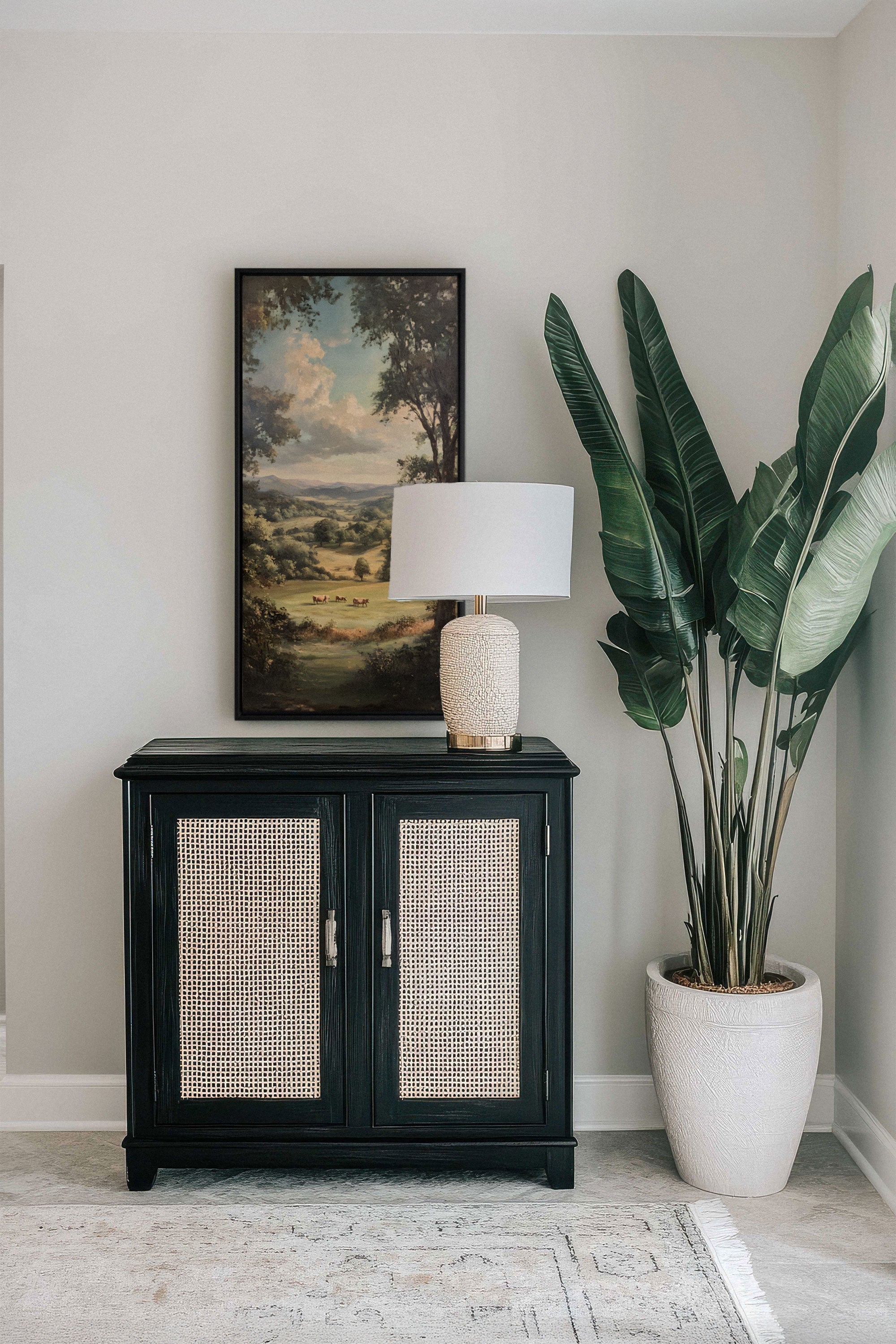 OLEKA CANVAS - REPOS CHAMPÊTRE, Oeuvre sur toile étirée, encadré Noir