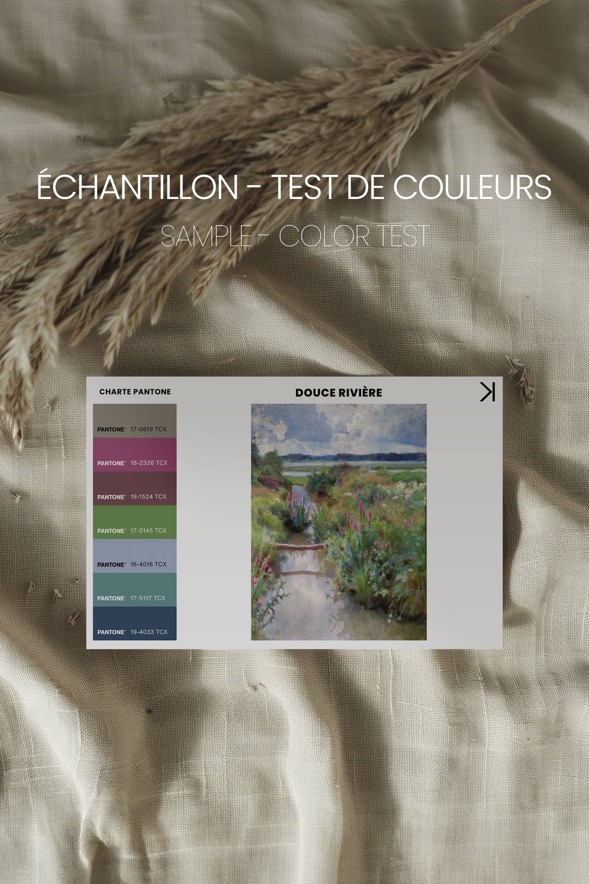 OLEKA CANVAS - DOUCE RIVIÈRE, Oeuvre sur toile étirée, encadré Brun Chêne