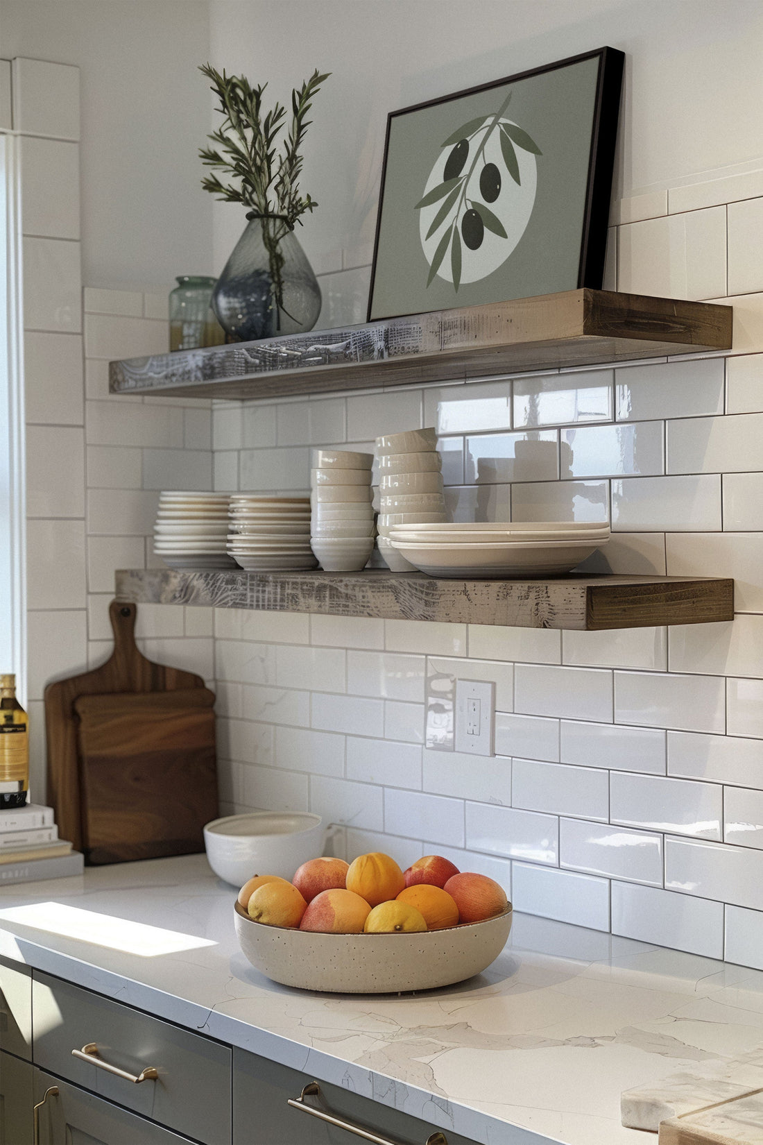 OLEKA CANVAS - OLIVE MOON, Oeuvre sur toile étirée, encadré Noir