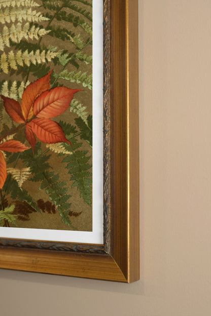 LEAF RELIC, Artwork on stretched canvas, framed Vintage Gold