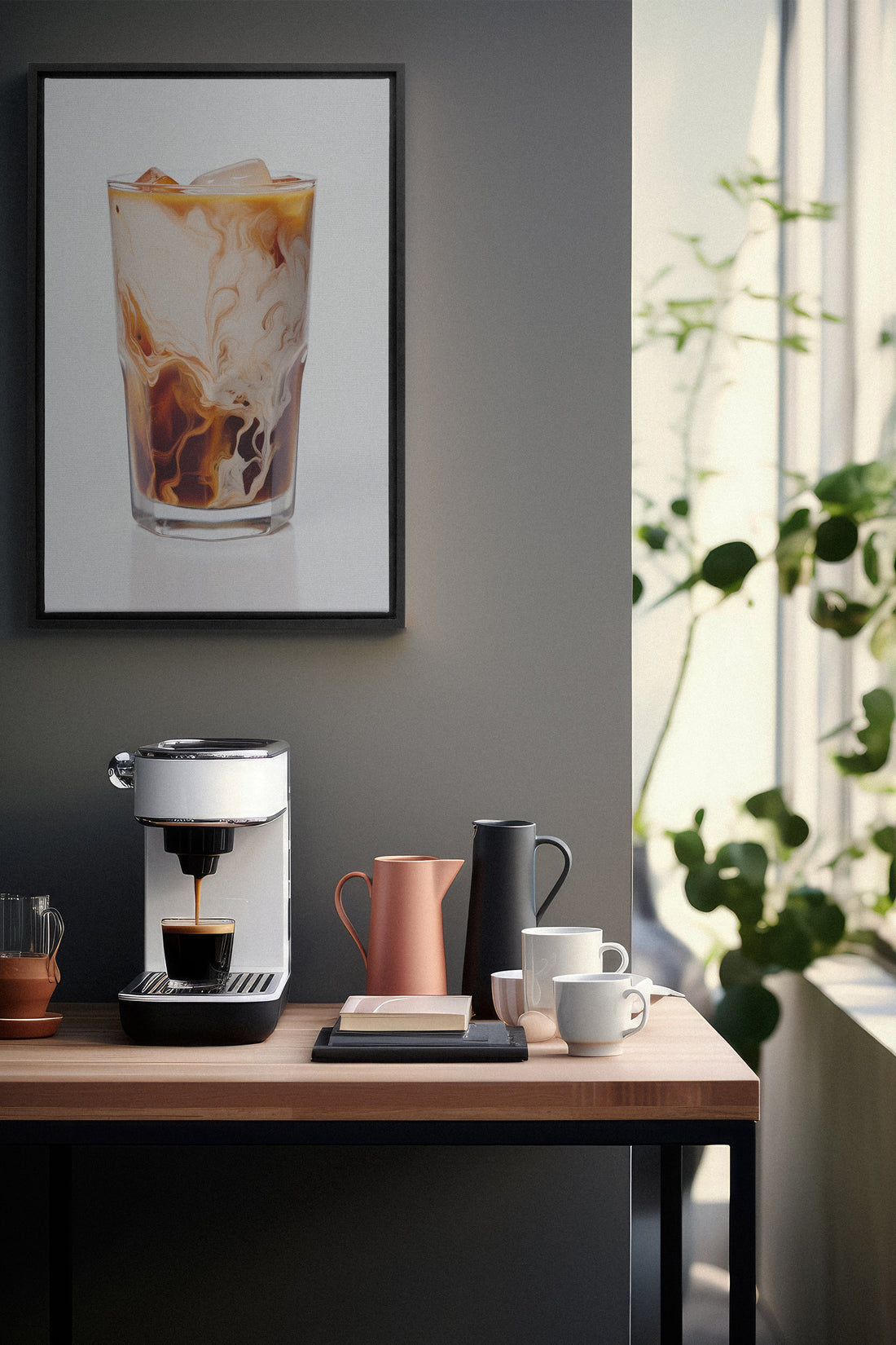 OLEKA CANVAS - ICED COFFEE, Oeuvre sur toile étirée, encadré Noir