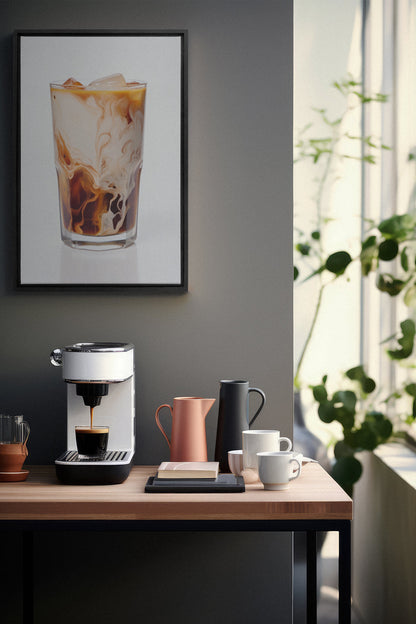 OLEKA CANVAS - ICED COFFEE, Oeuvre sur toile étirée, encadré Noir