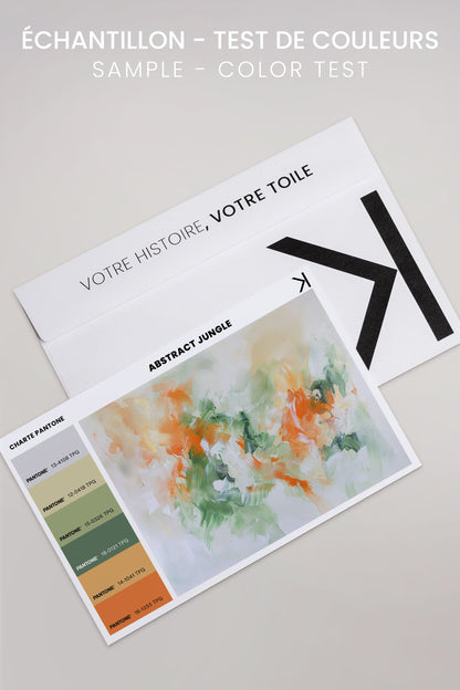 OLEKA CANVAS - ABSTRACT JUNGLE, Oeuvre sur toile étirée, encadré Brun Noyer