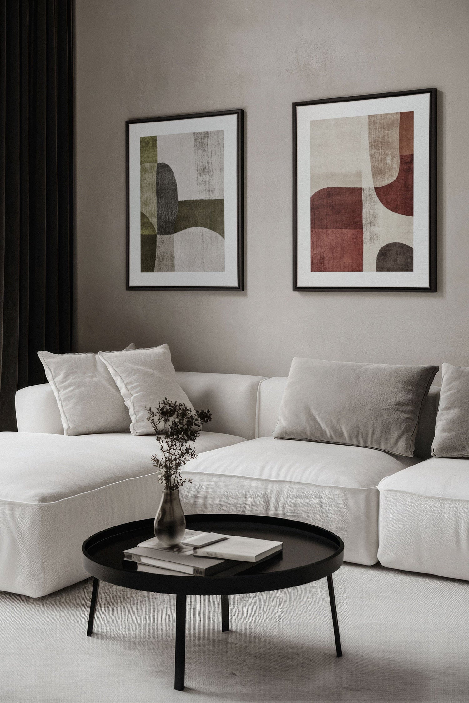 OLEKA CANVAS - SEASONAL BALANCE, 2 Oeuvres sur toile étirée, encadré Noir