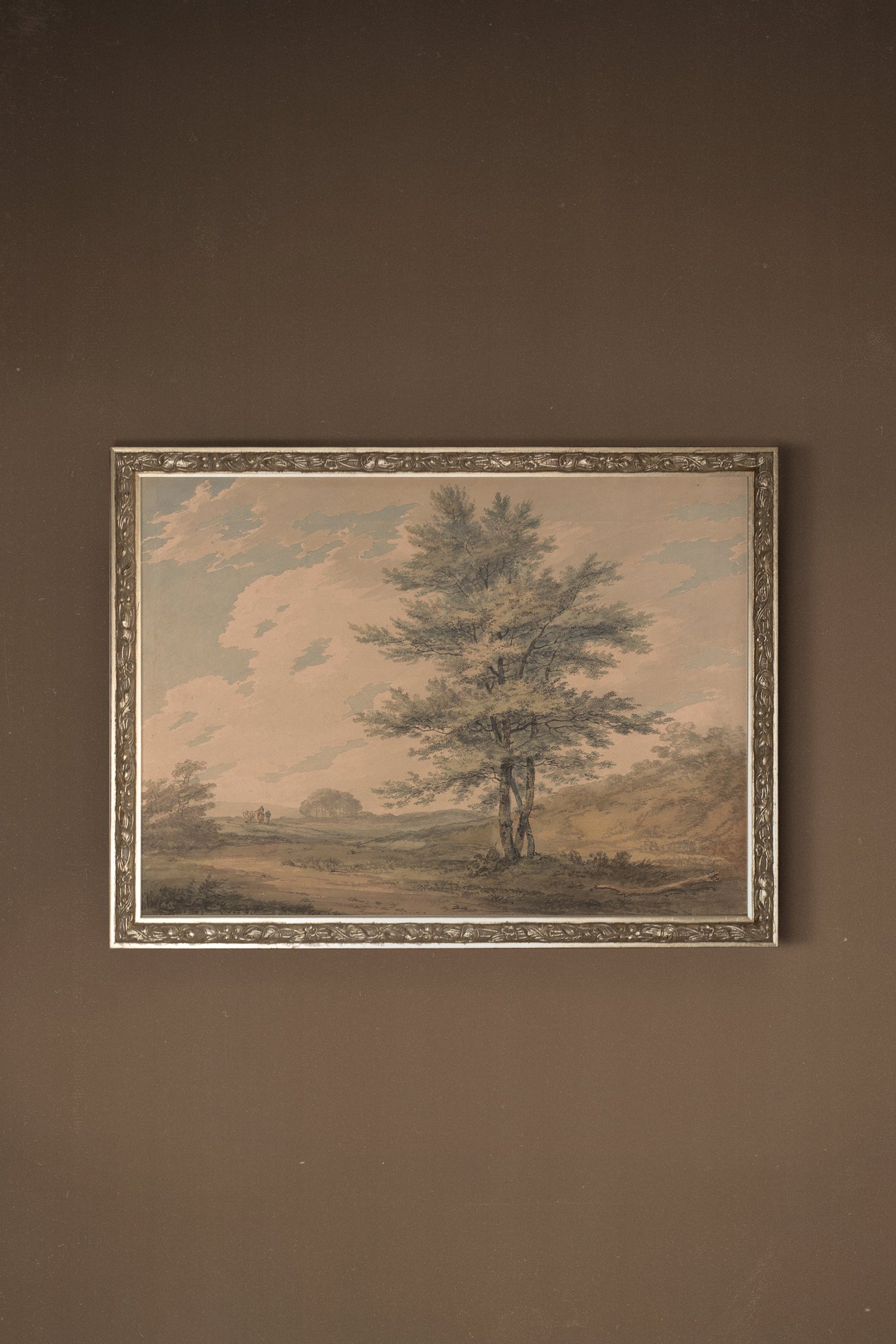 PAYSAGE OUBLIÉ, Artwork on rigid canvas, framed Vintage Silver