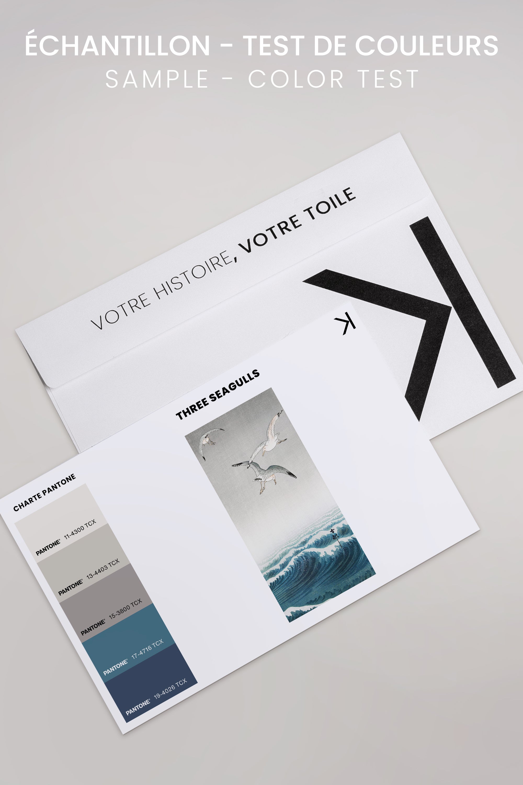 OLEKA CANVAS - THREE SEAGULLS, Oeuvre sur toile étirée, encadré Naturel Clair