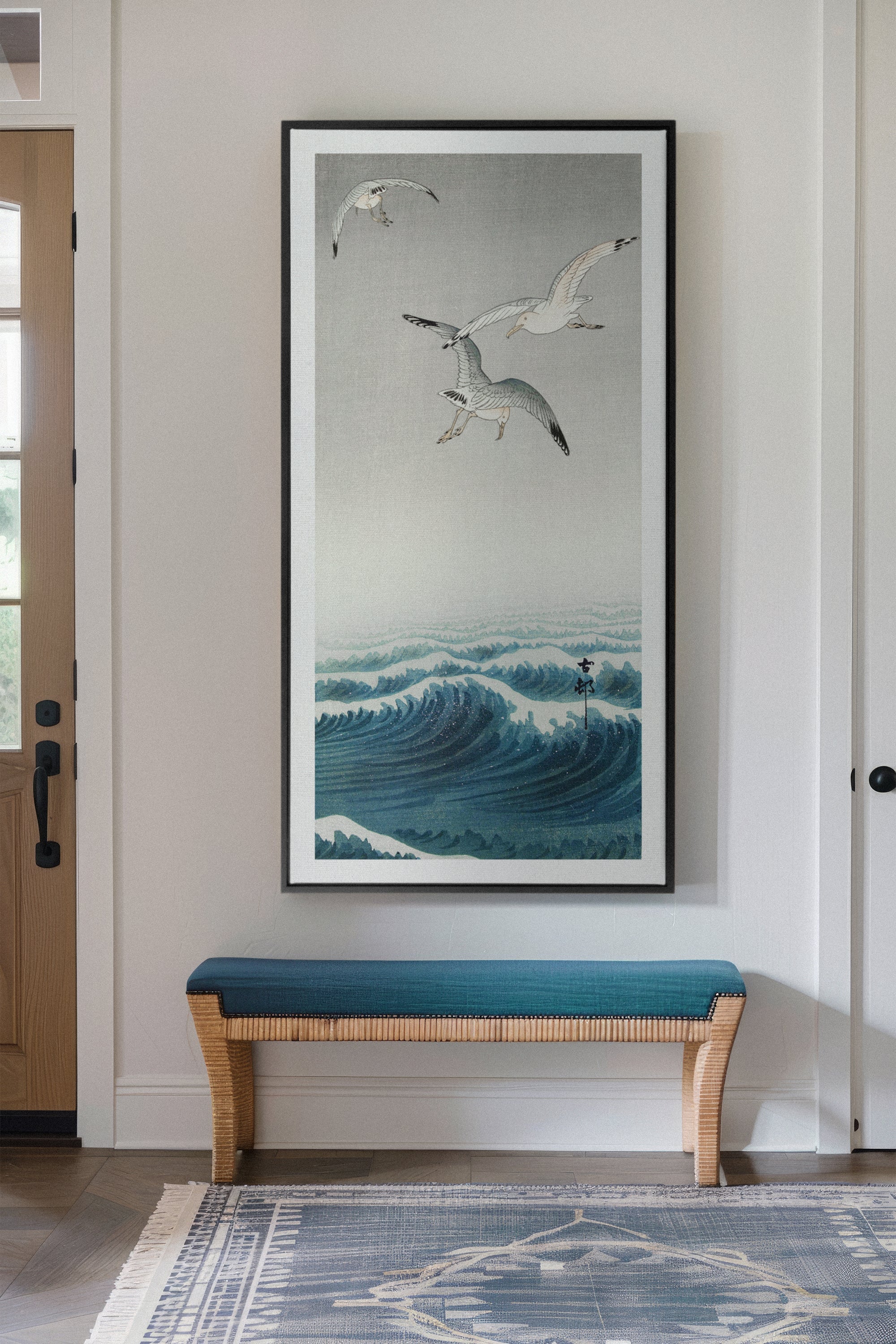 OLEKA CANVAS - THREE SEAGULLS, Oeuvre sur toile étirée, encadré Noir