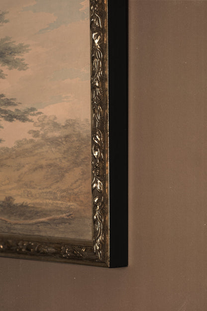 PAYSAGE OUBLIÉ, Artwork on rigid canvas, framed Vintage Silver