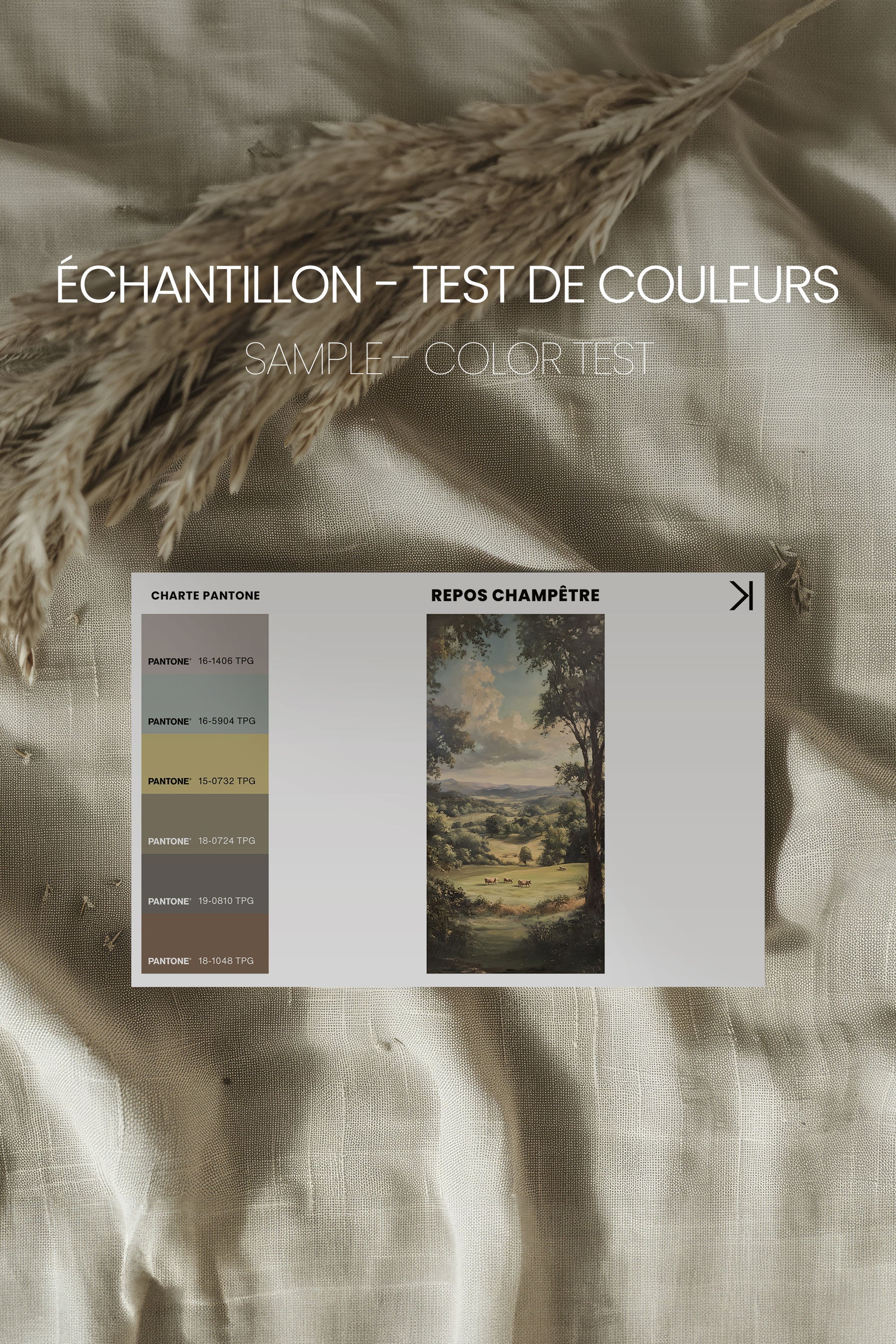 OLEKA CANVAS - REPOS CHAMPÊTRE, Oeuvre sur toile étirée, encadré Blanc