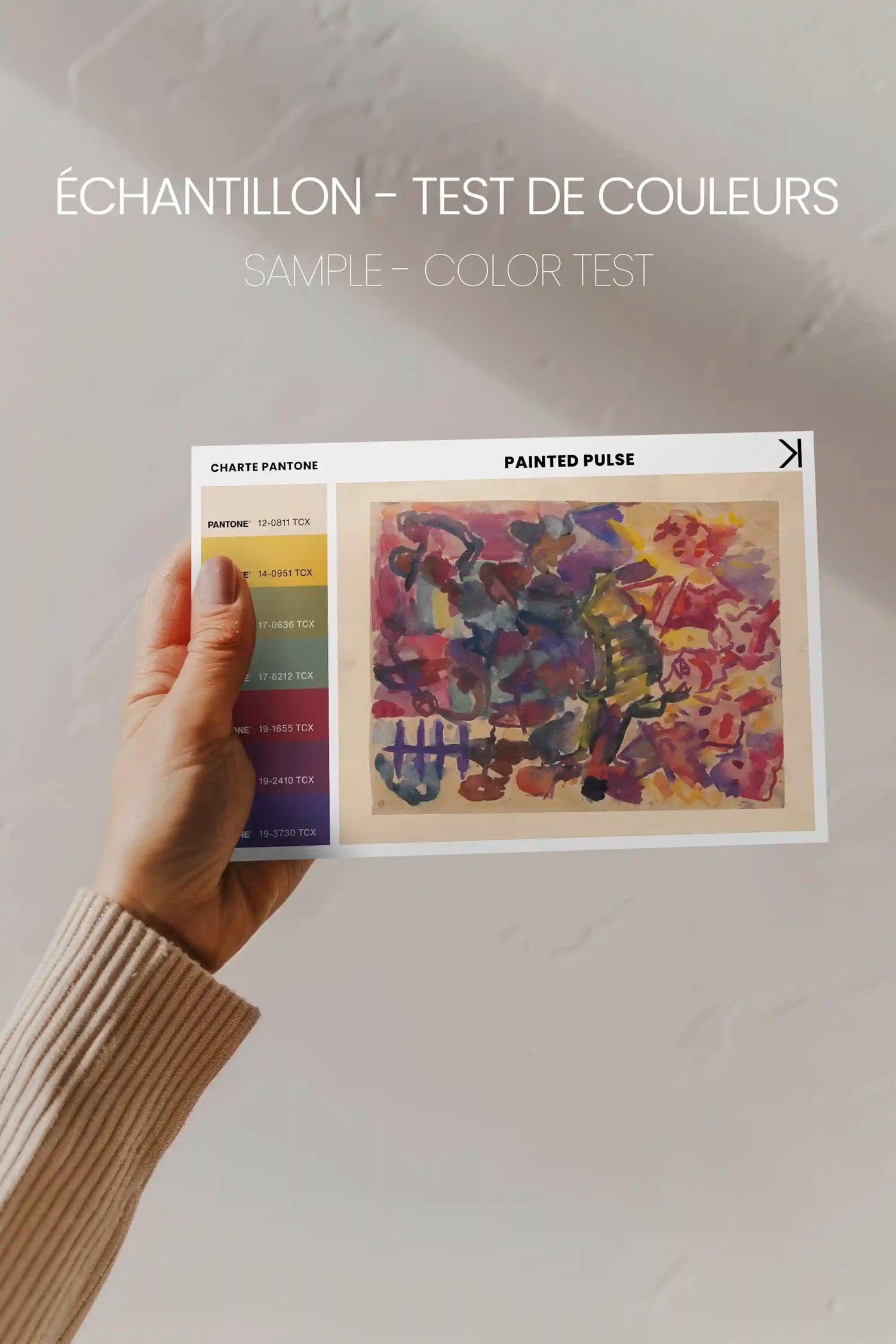 PAINTED PULSE, Oeuvre sur toile étirée, encadré Brun Chêne