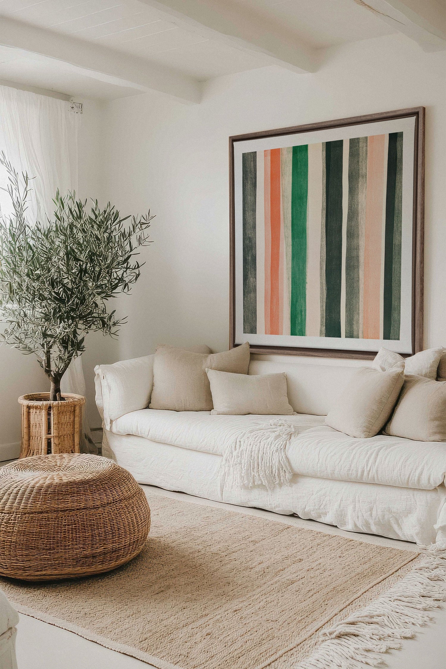 OLEKA CANVAS - NATURAL LINES, Oeuvre sur toile étirée, encadré Brun Chêne