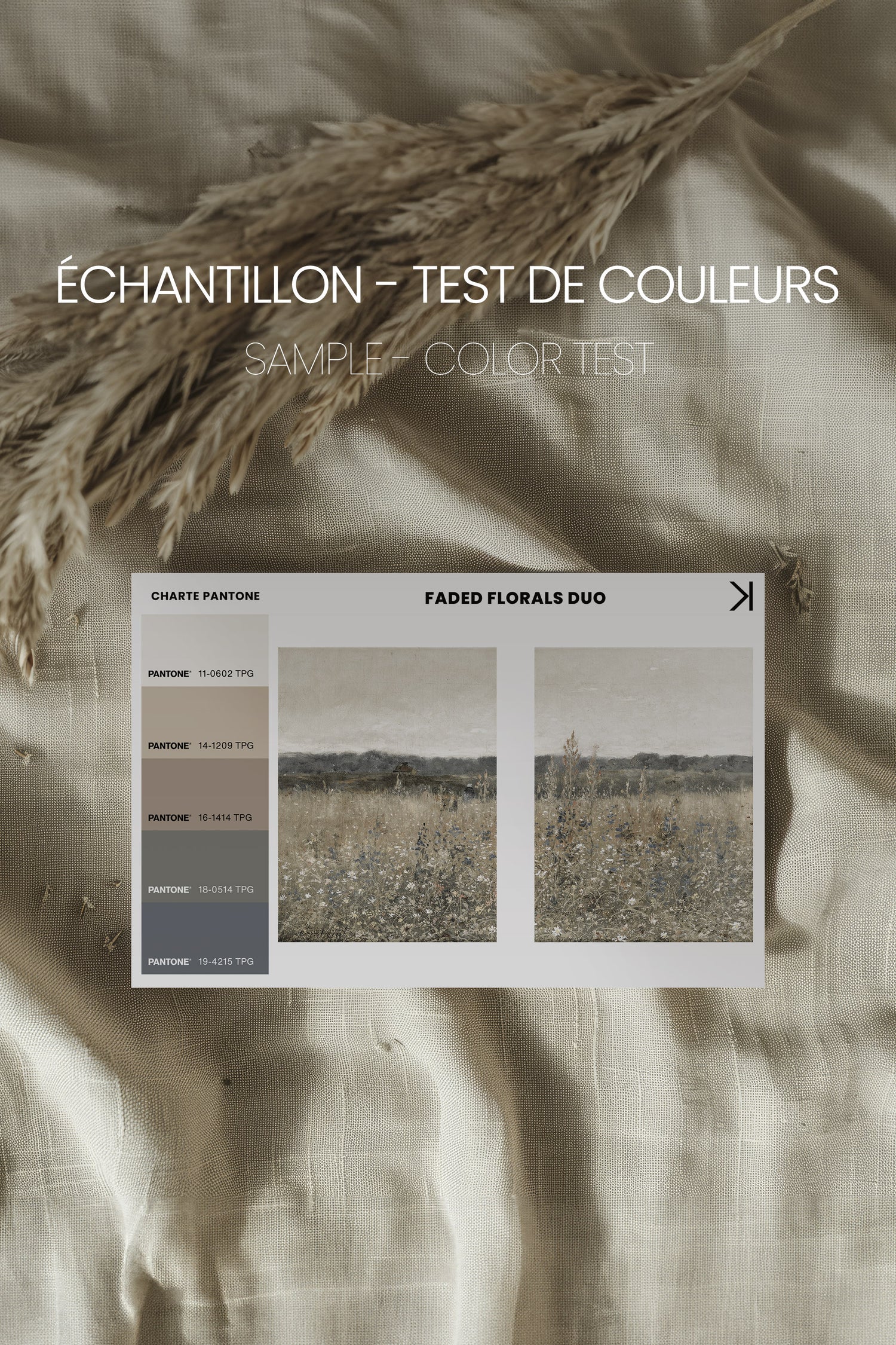 FADED FLORALS DUO, 2 Works on stretched canvas, framed Oak Brown