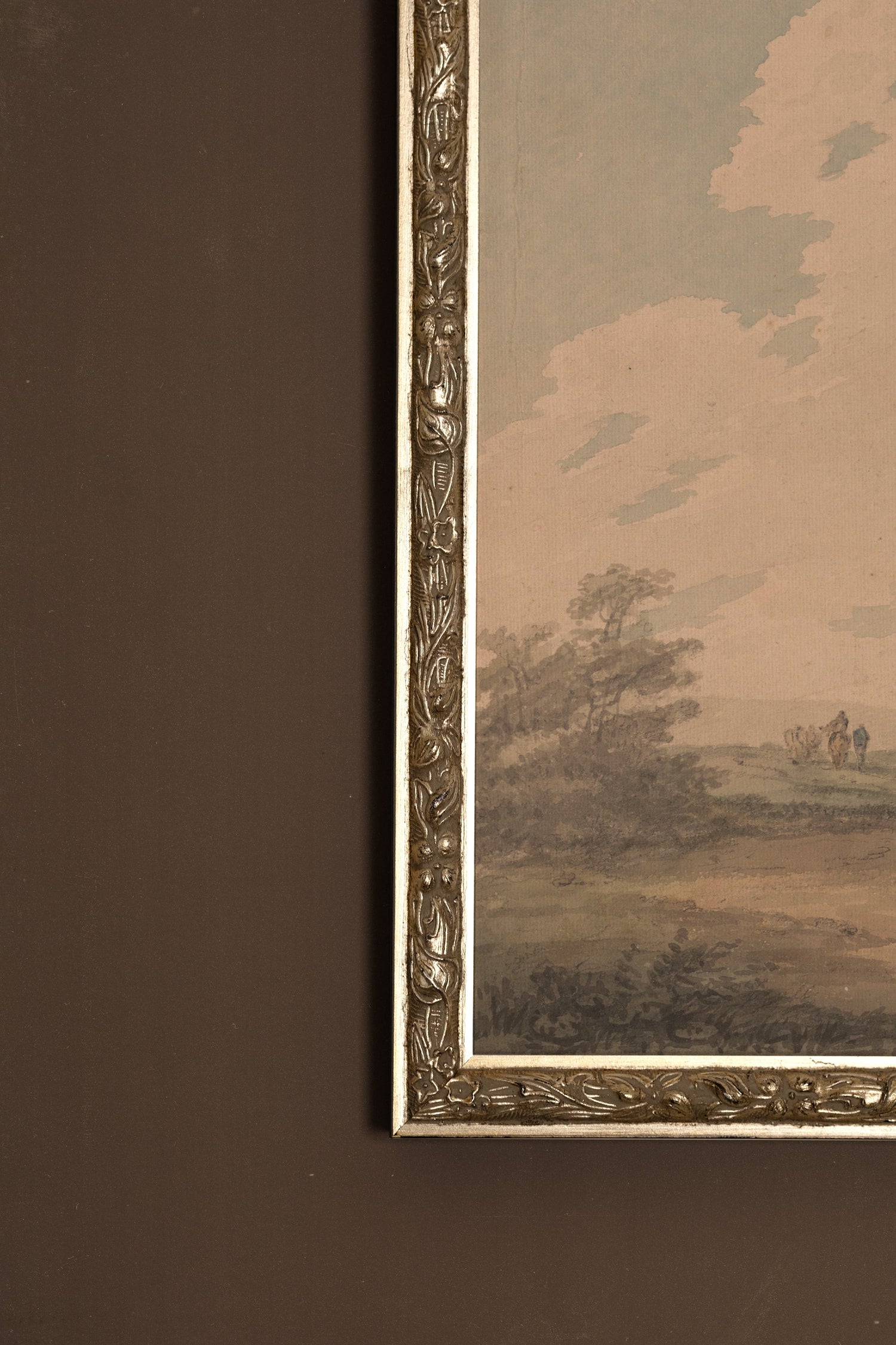 PAYSAGE OUBLIÉ, Artwork on rigid canvas, framed Vintage Silver