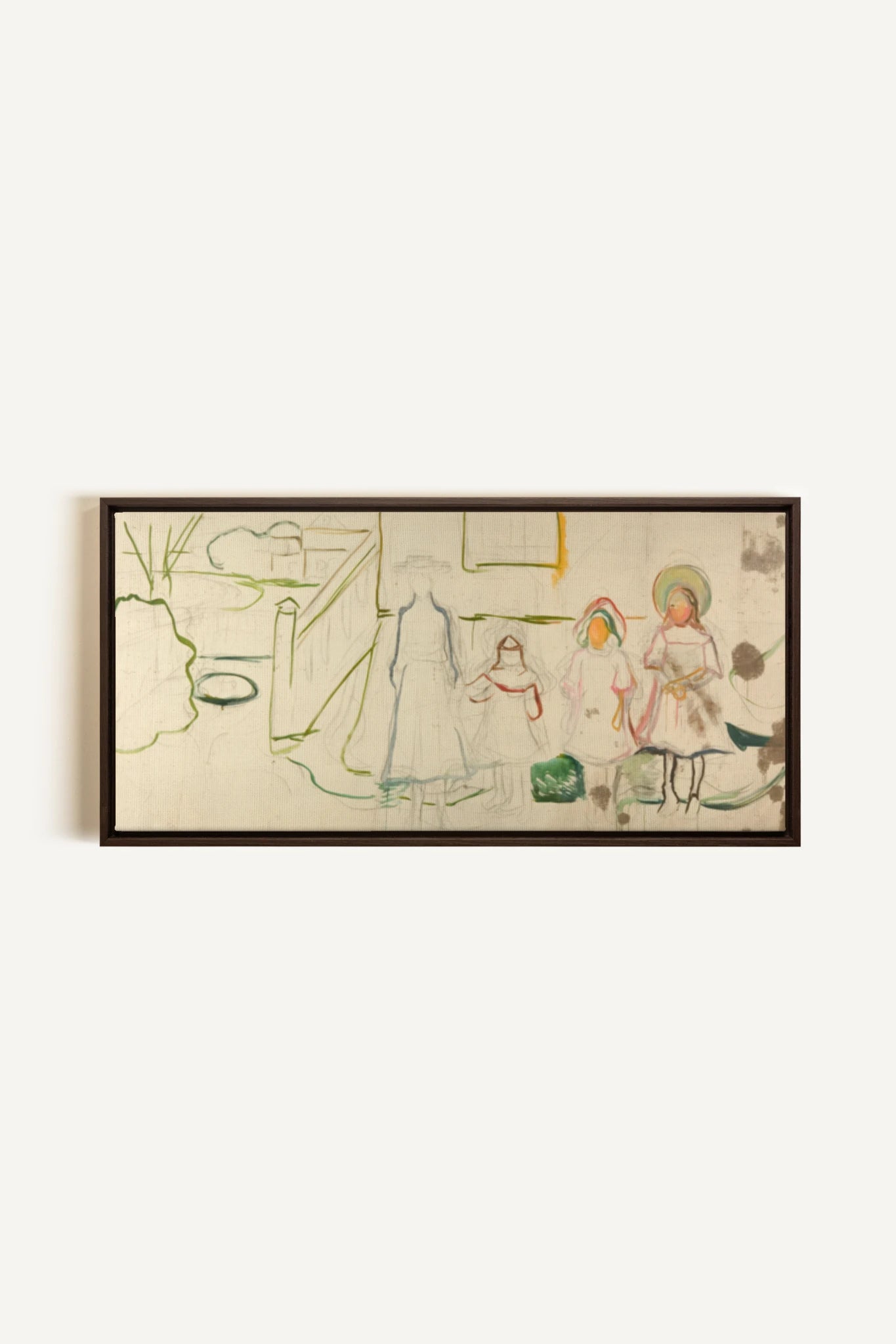 LES ABSENTES, Oeuvre sur toile étirée, encadré Brun Noyer