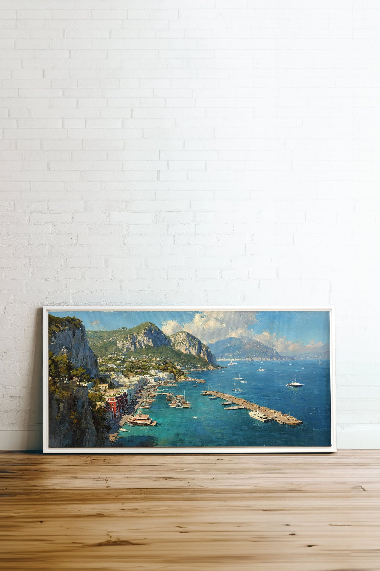 OLEKA CANVAS - CAPRI ESCAPE, Oeuvre sur toile étirée, encadré Blanc