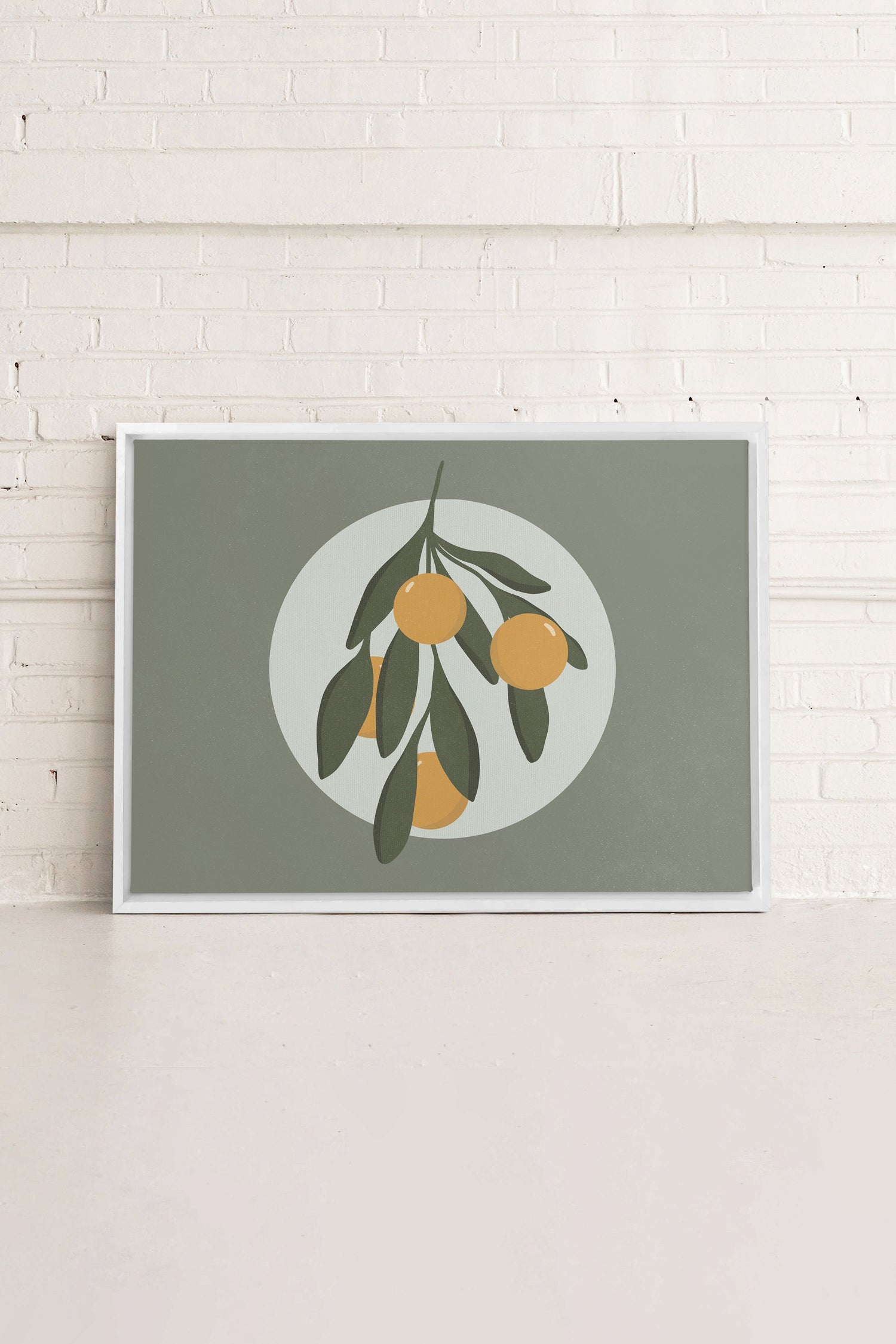 OLEKA CANVAS - LUNAR CITRUS, Oeuvre sur toile étirée, encadré Blanc