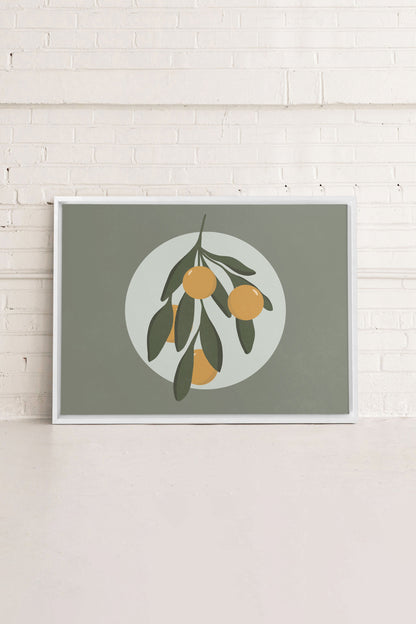 OLEKA CANVAS - LUNAR CITRUS, Oeuvre sur toile étirée, encadré Blanc