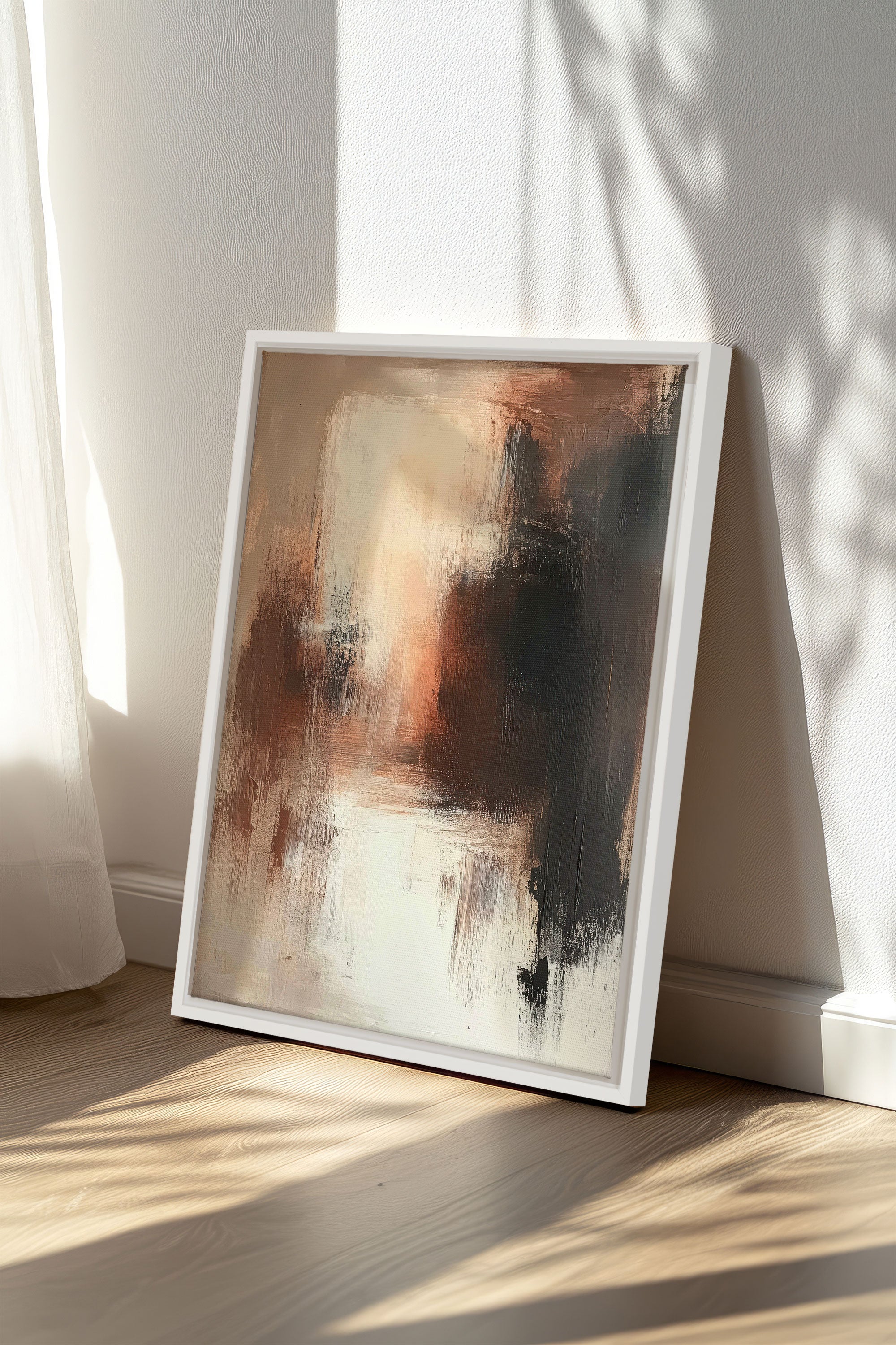 OLEKA CANVAS - MUTED FLAMES, Oeuvre sur toile étirée, encadré Blanc