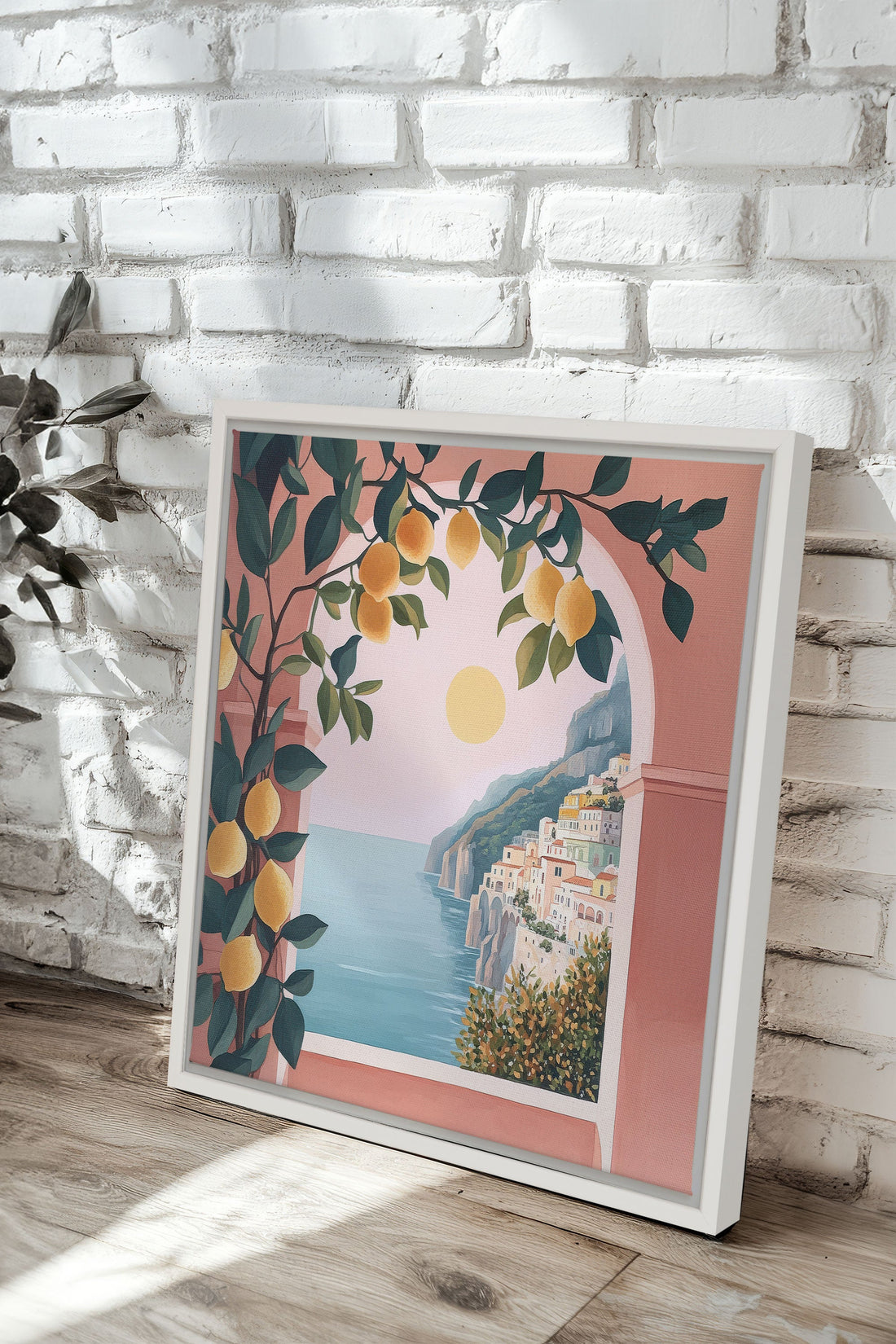 OLEKA CANVAS - LIMONADE ROSE, Oeuvre sur toile étirée, encadré Blanc