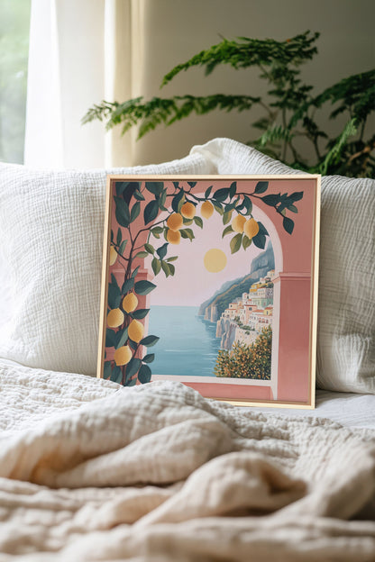 OLEKA CANVAS - LIMONADE ROSE, Oeuvre sur toile étirée, encadré Naturel Clair