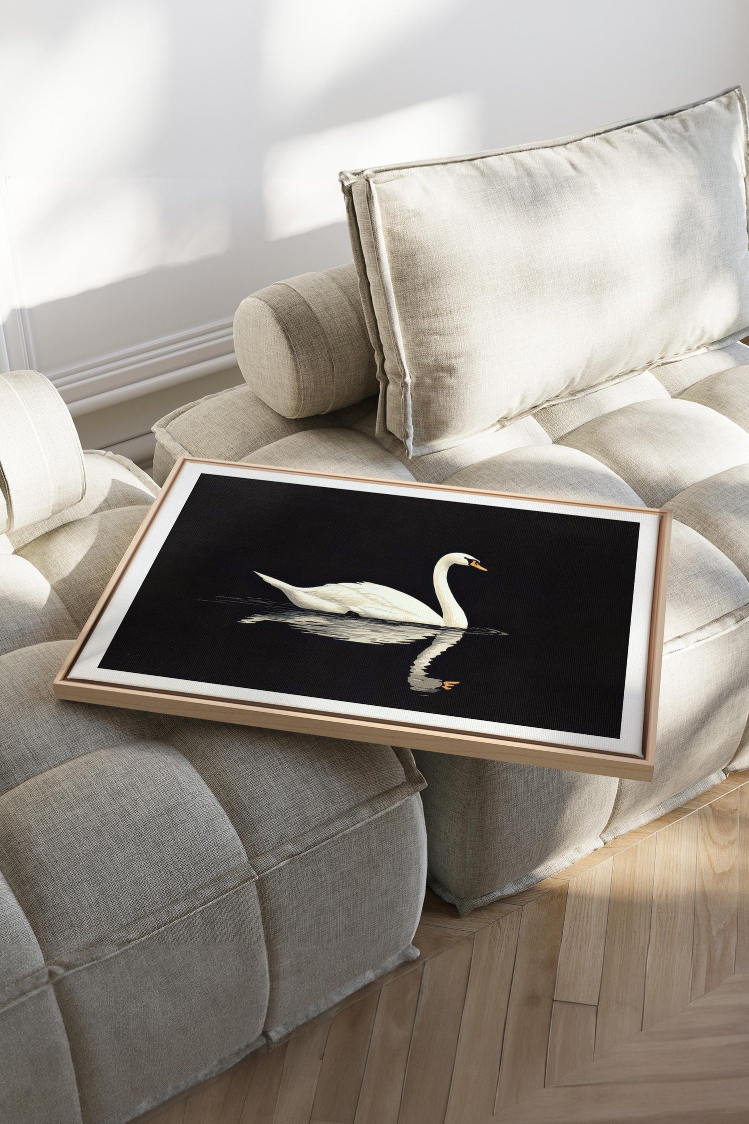 OLEKA CANVAS - POÉSIE DU SILENCE, Oeuvre sur toile étirée, encadré Naturel Clair