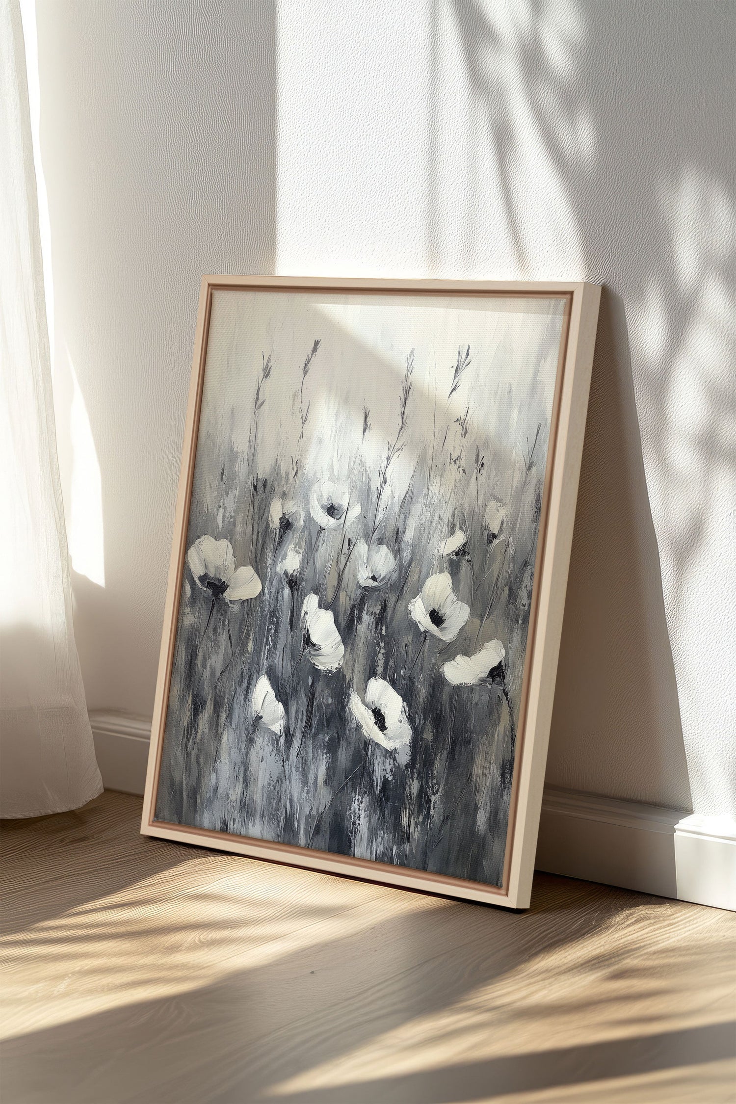 OLEKA CANVAS - WHITE VEIL, Oeuvre sur toile étirée, encadré Naturel Clair
