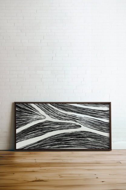 OLEKA CANVAS - FLUID IMPULSES, Oeuvre sur toile étirée, encadré Brun Noyer