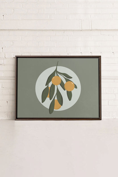 OLEKA CANVAS - LUNAR CITRUS, Oeuvre sur toile étirée, encadré Brun Noyer