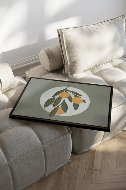 OLEKA CANVAS - LUNAR CITRUS, Oeuvre sur toile étirée, encadré Noir