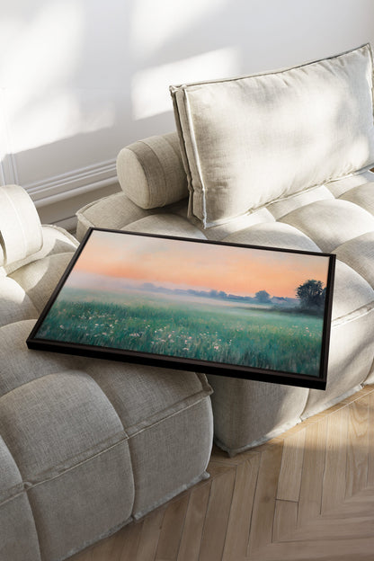 OLEKA CANVAS - LUEUR DU MATIN, Oeuvre sur toile étirée, encadré Noir