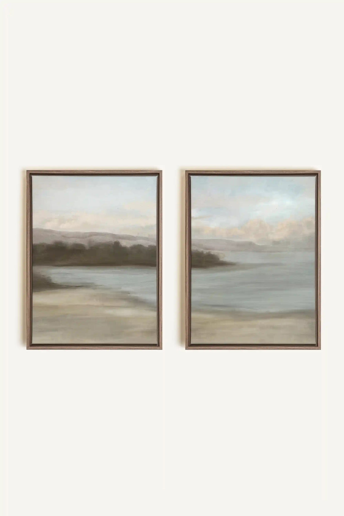 DUO VOILE DE RIVAGE, 2 Works on stretched canvas, framed Oak Brown
