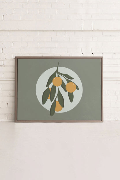 OLEKA CANVAS - LUNAR CITRUS, Oeuvre sur toile étirée, encadré Brun Chêne