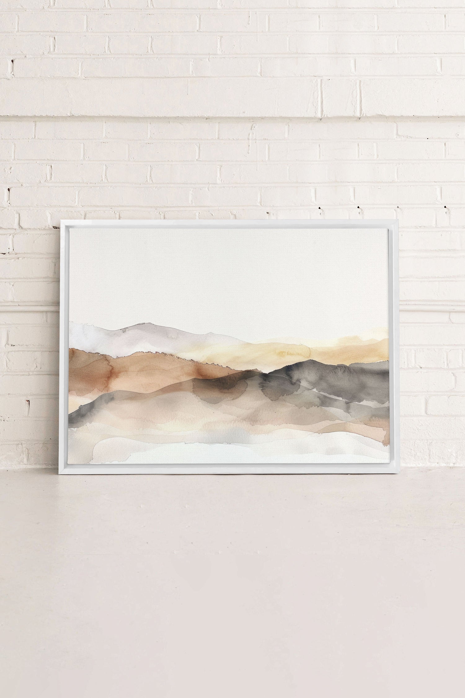 OLEKA CANVAS - MUTED LINES, Oeuvre sur toile étirée, encadré Blanc
