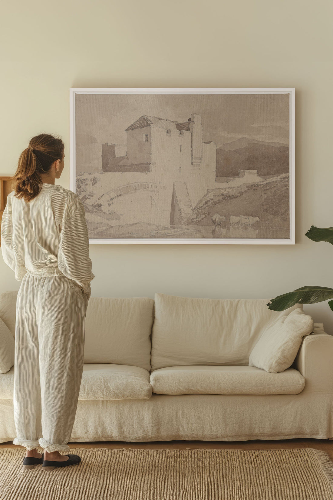 OLEKA CANVAS - STONE AND STREAM, Oeuvre sur toile étirée, encadré Blanc