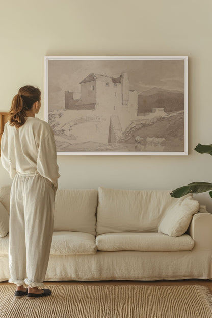 OLEKA CANVAS - STONE AND STREAM, Oeuvre sur toile étirée, encadré Blanc