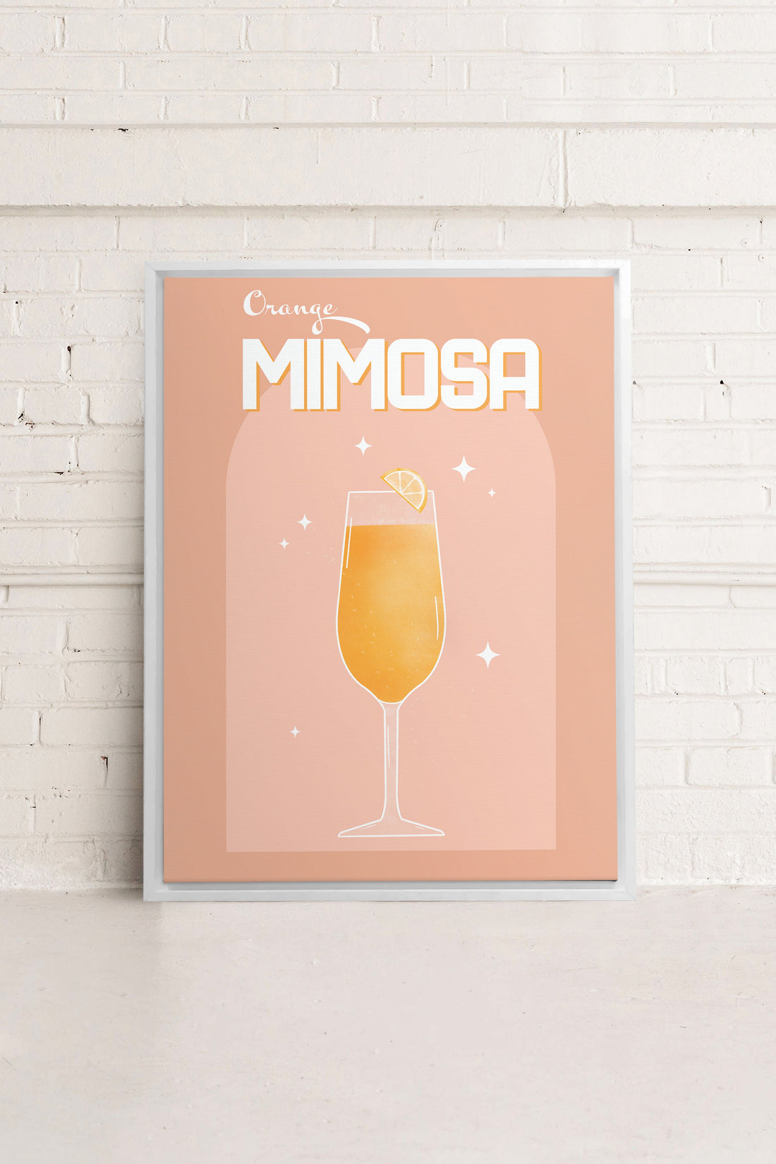 OLEKA CANVAS - ORANGE MIMOSA, Oeuvre sur toile étirée, encadré Blanc