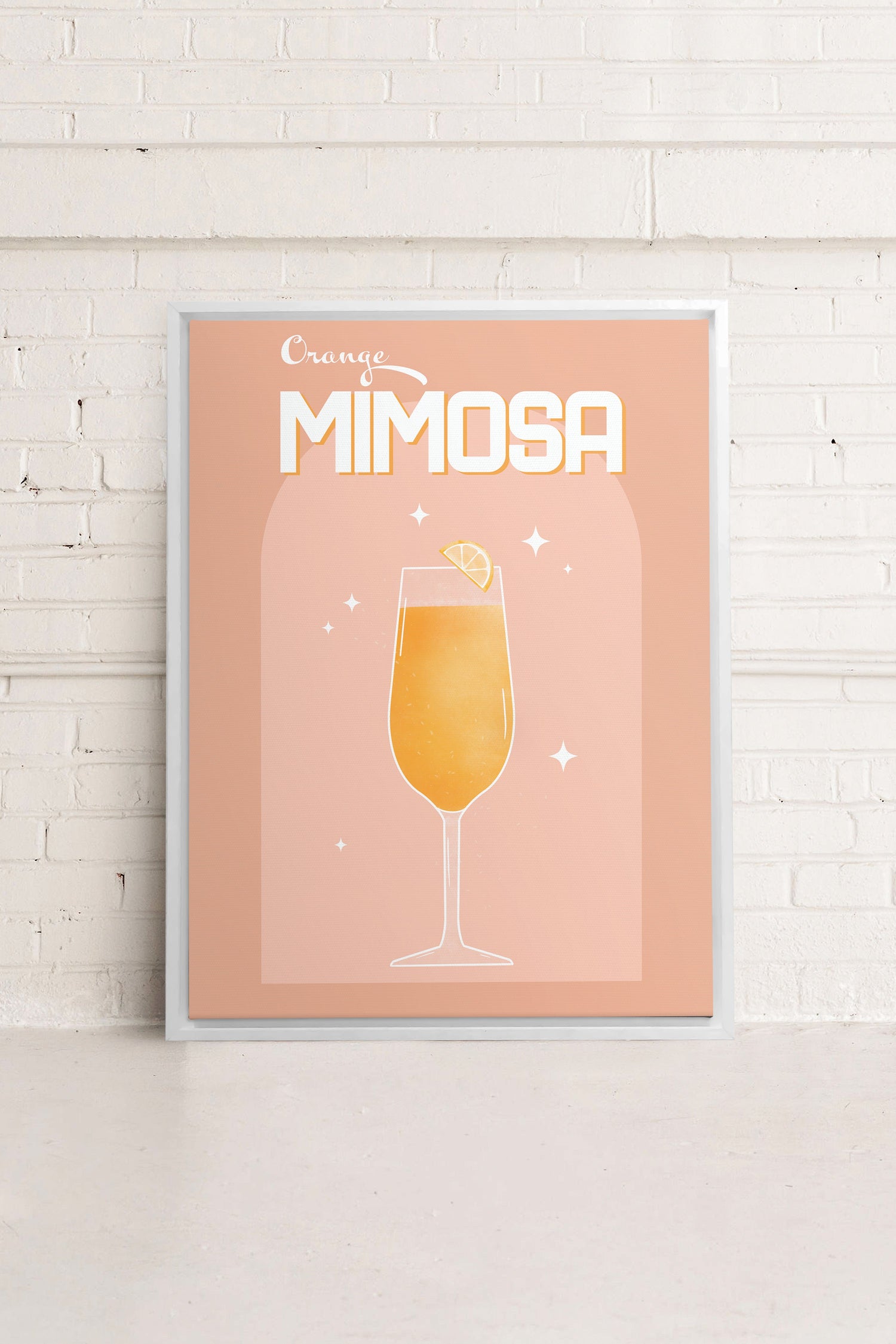 OLEKA CANVAS - ORANGE MIMOSA, Oeuvre sur toile étirée, encadré Blanc