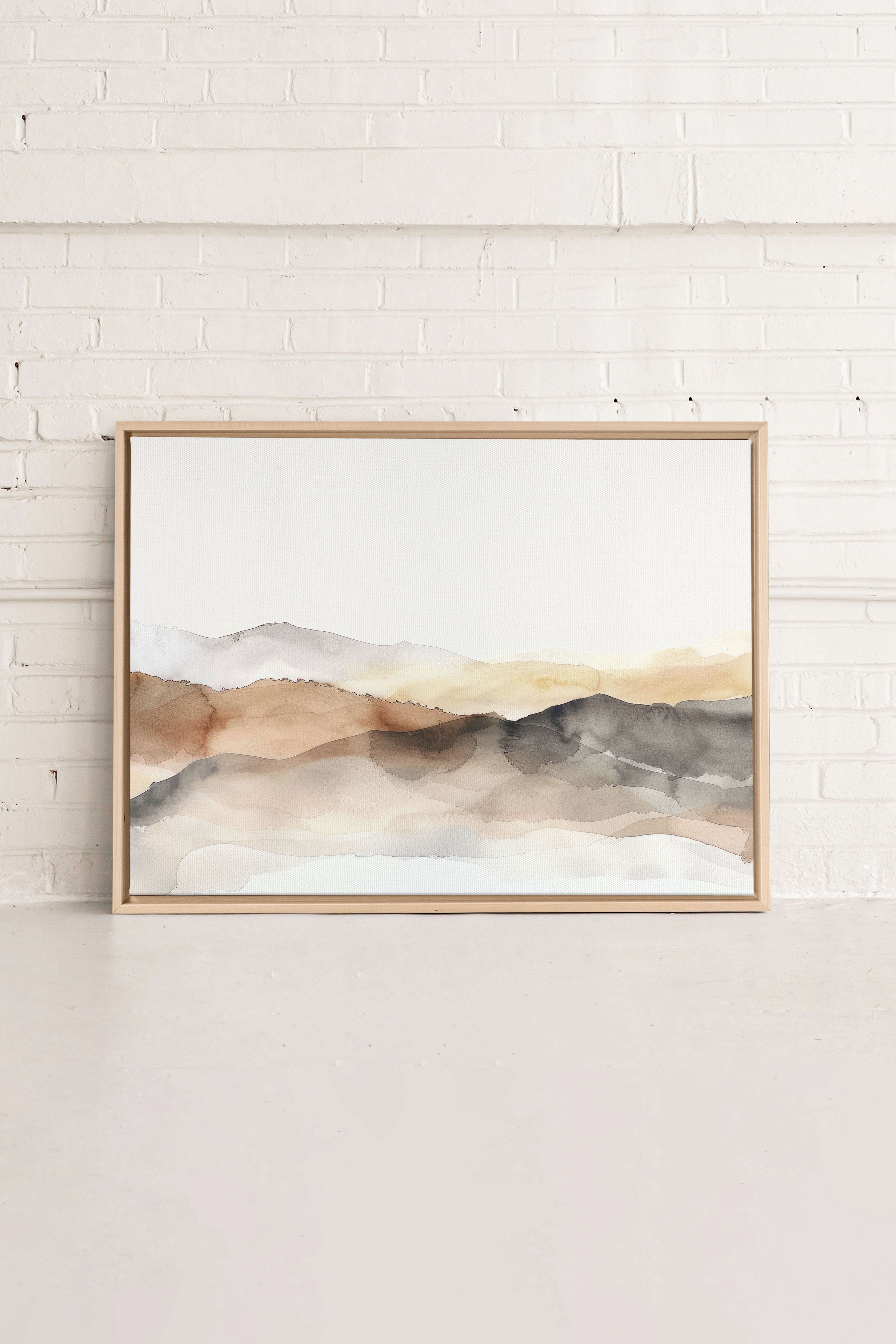 OLEKA CANVAS - MUTED LINES, Oeuvre sur toile étirée, encadré Naturel Clair