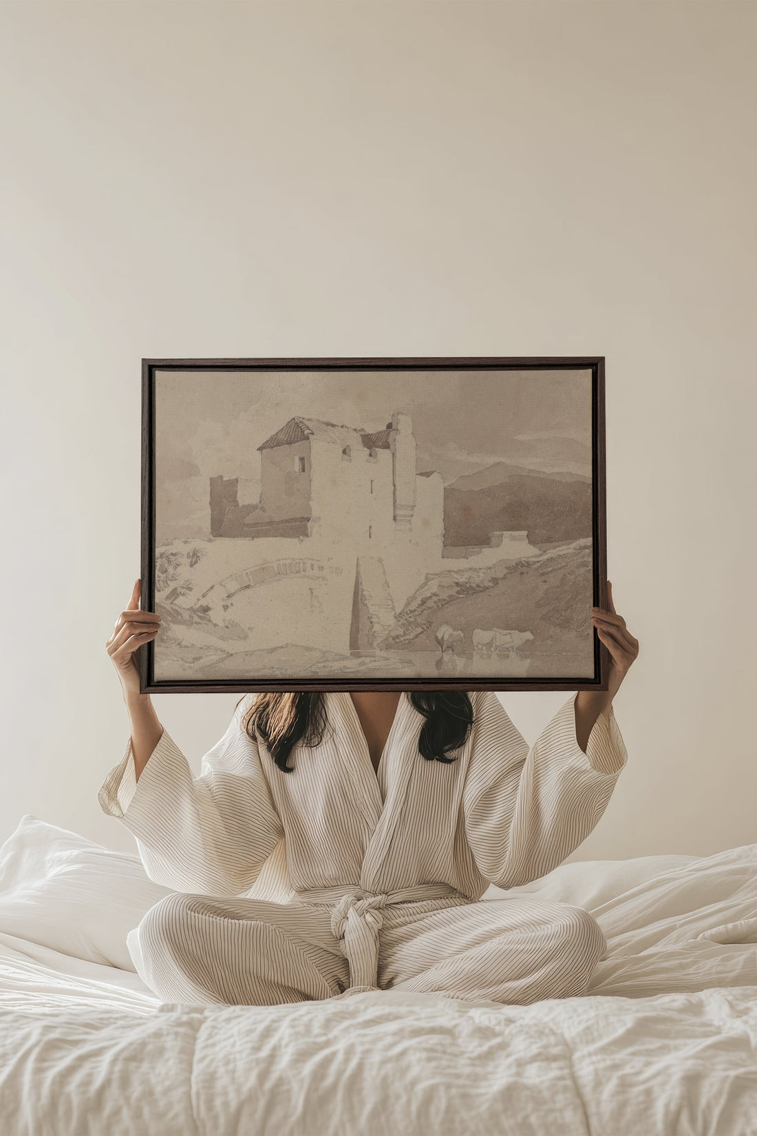 OLEKA CANVAS - STONE AND STREAM, Oeuvre sur toile étirée, encadré Brun Noyer