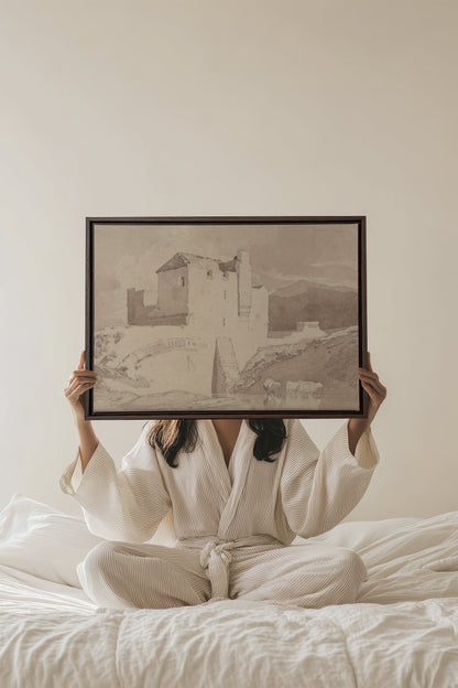 OLEKA CANVAS - STONE AND STREAM, Oeuvre sur toile étirée, encadré Brun Noyer