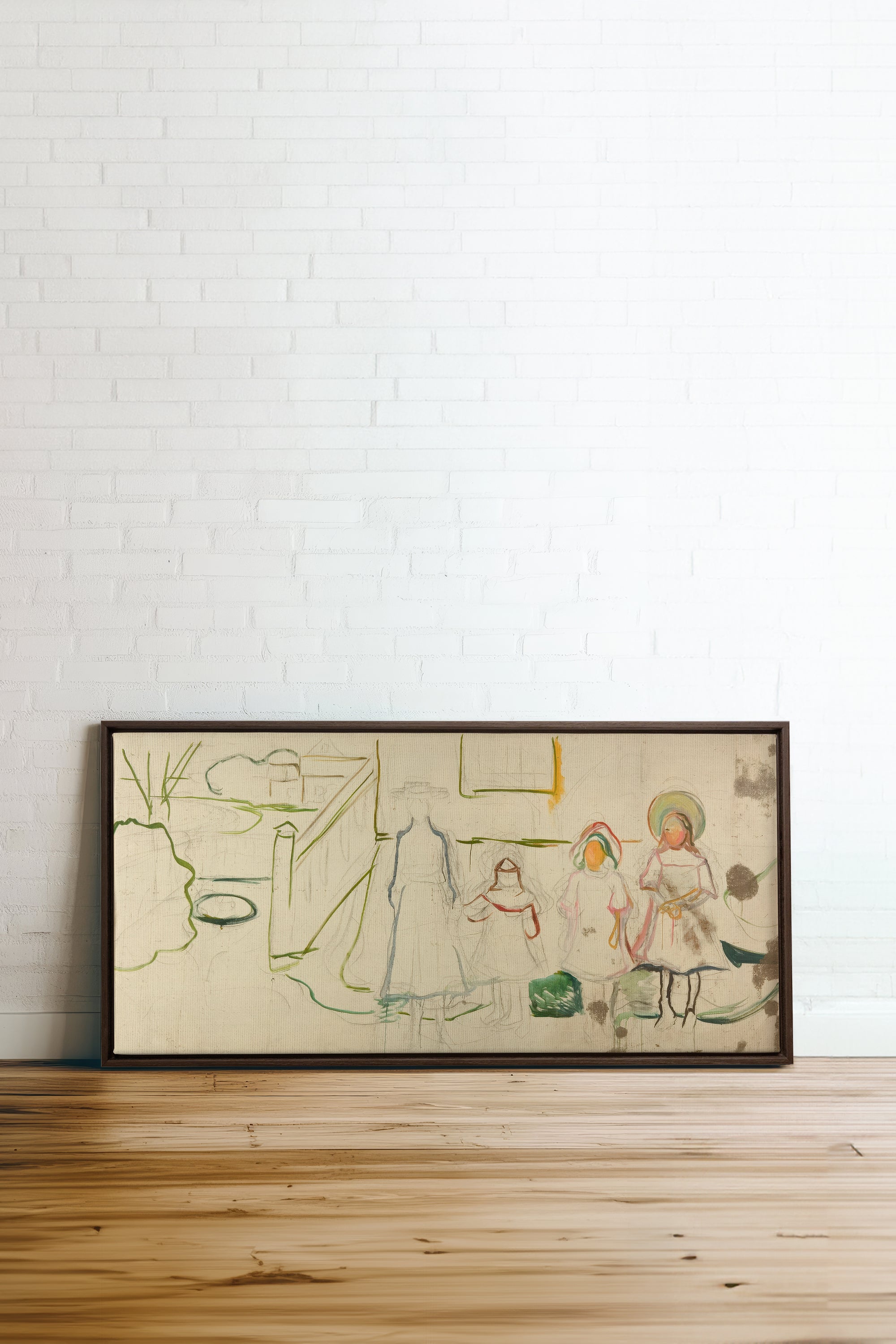 LES ABSENTES, Oeuvre sur toile étirée, encadré Brun Noyer