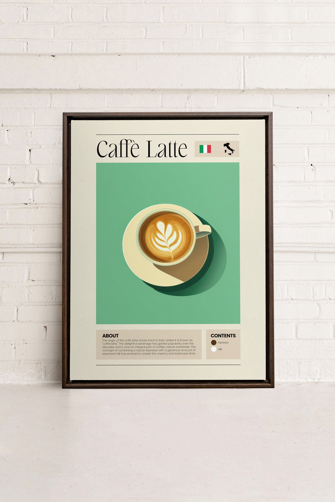 OLEKA CANVAS - CAFFÈ LATTE, Oeuvre sur toile étirée, encadré Brun Noyer
