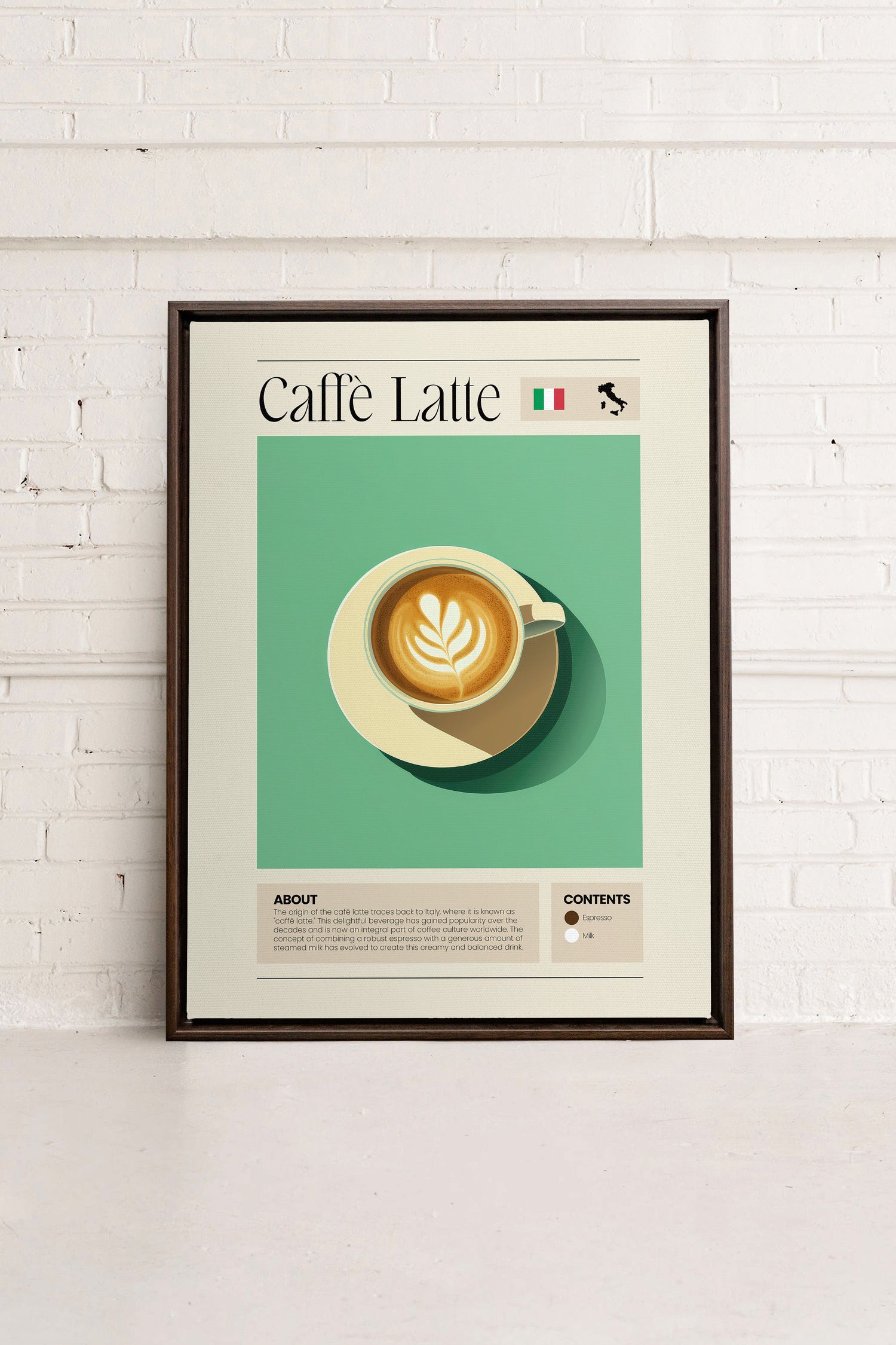 OLEKA CANVAS - CAFFÈ LATTE, Oeuvre sur toile étirée, encadré Brun Noyer
