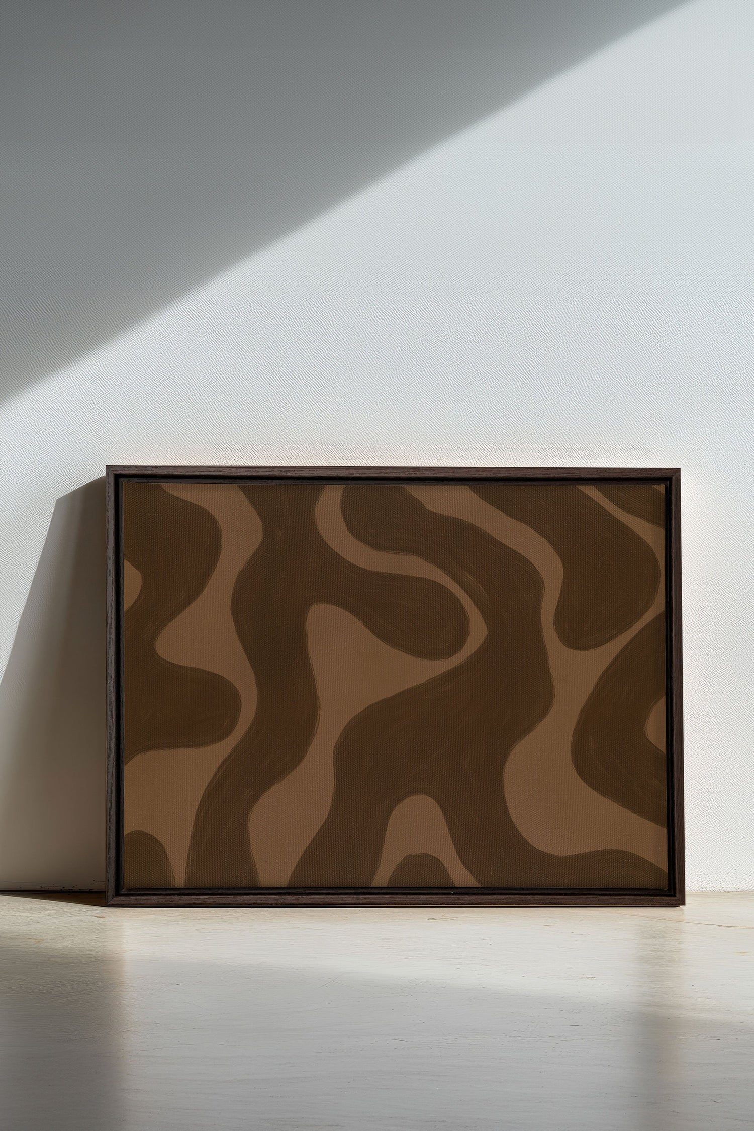 OLEKA CANVAS - MINERAL FLOW, Oeuvre sur toile étirée, encadré Brun Noyer