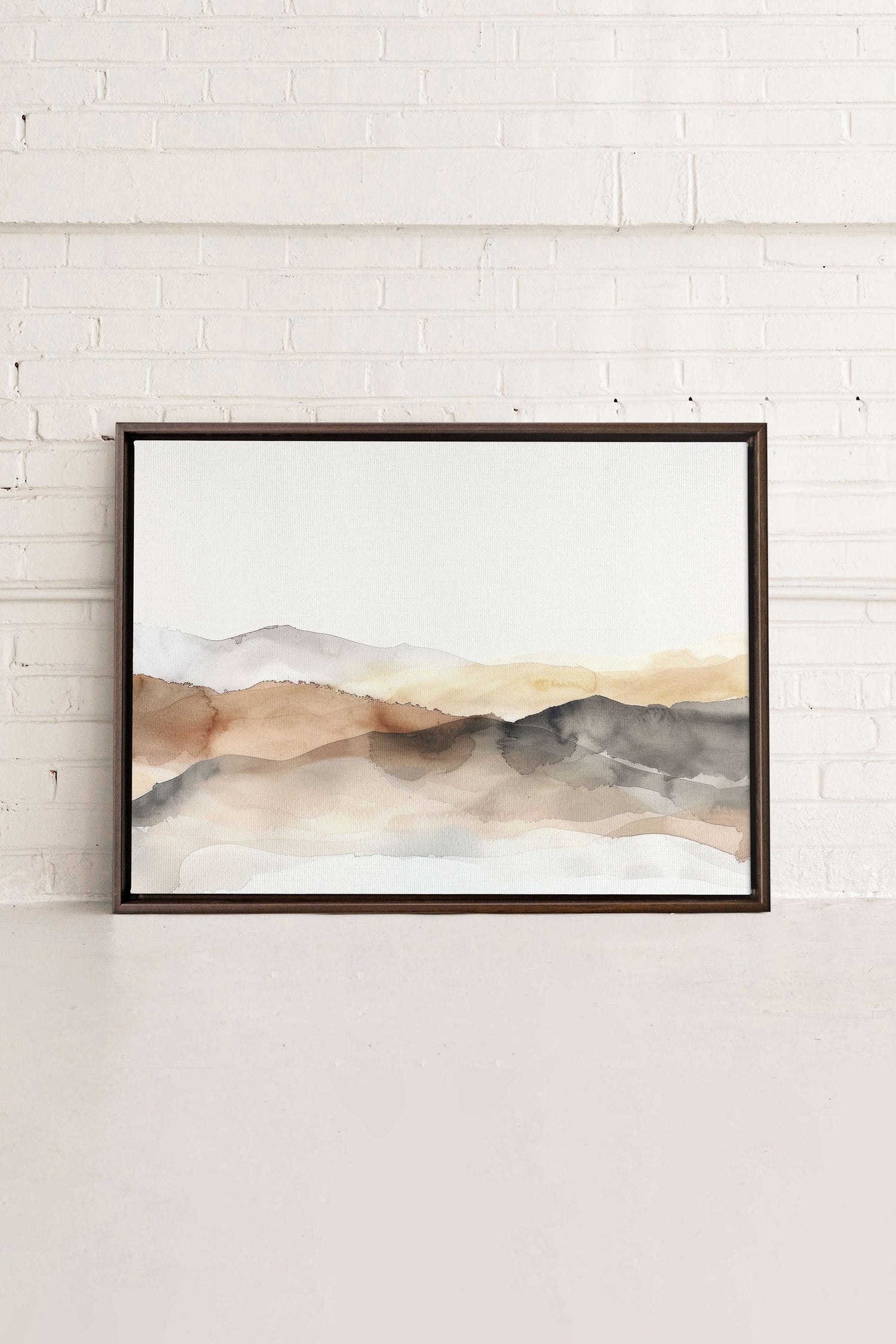 OLEKA CANVAS - MUTED LINES, Oeuvre sur toile étirée, encadré Brun Noyer