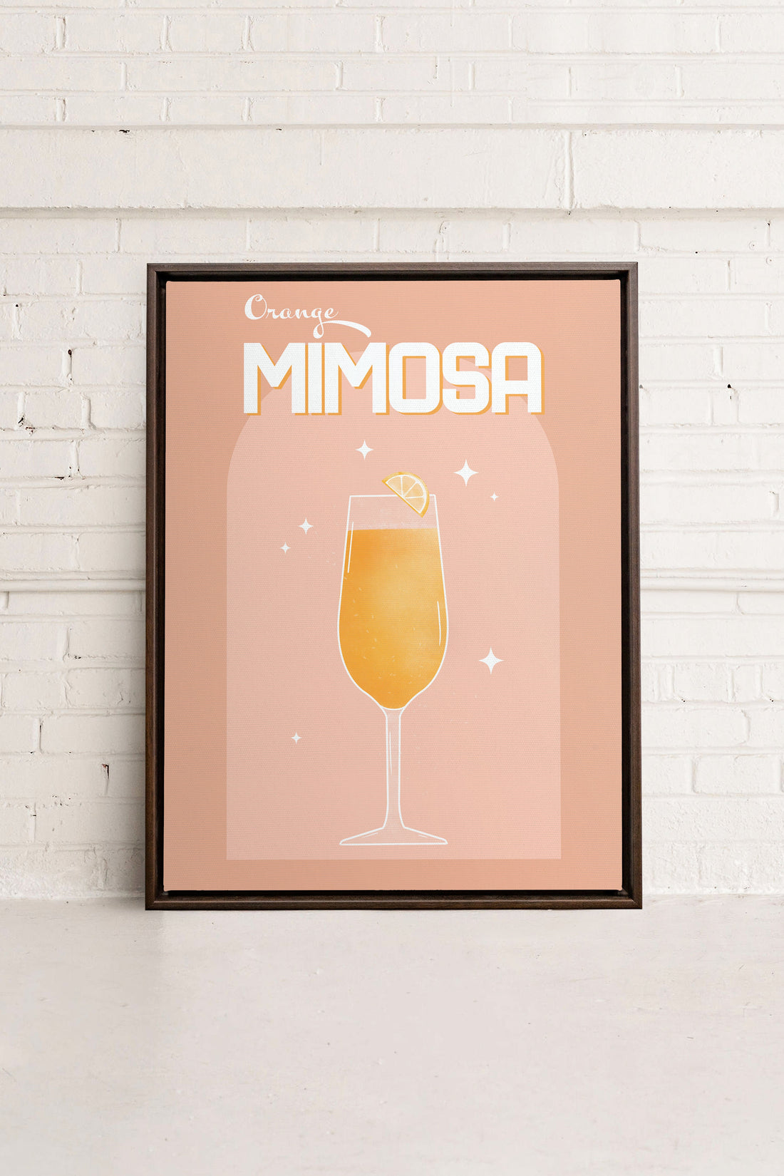 OLEKA CANVAS - ORANGE MIMOSA, Oeuvre sur toile étirée, encadré Brun Noyer