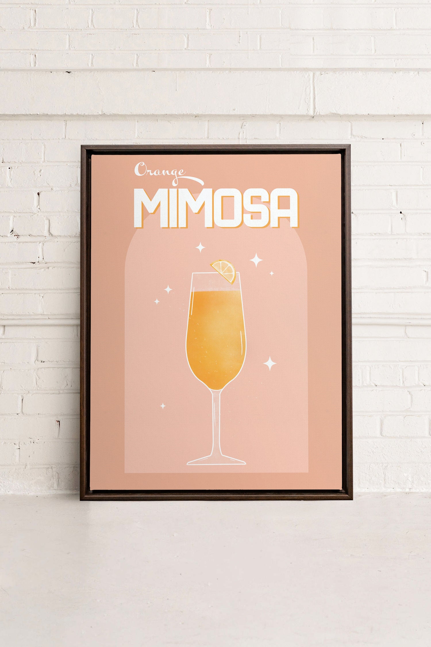 OLEKA CANVAS - ORANGE MIMOSA, Oeuvre sur toile étirée, encadré Brun Noyer