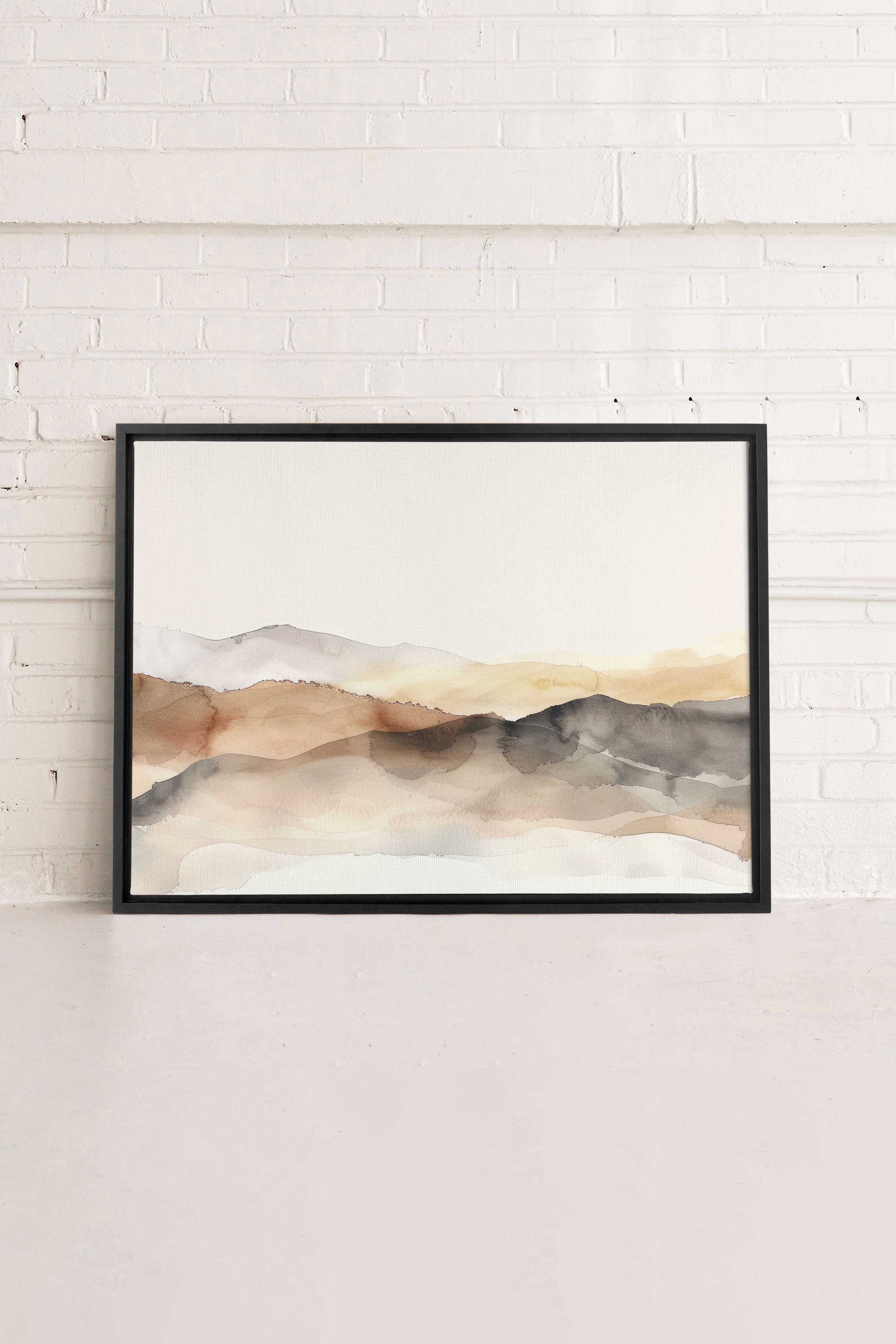 OLEKA CANVAS - MUTED LINES, Oeuvre sur toile étirée, encadré Noir