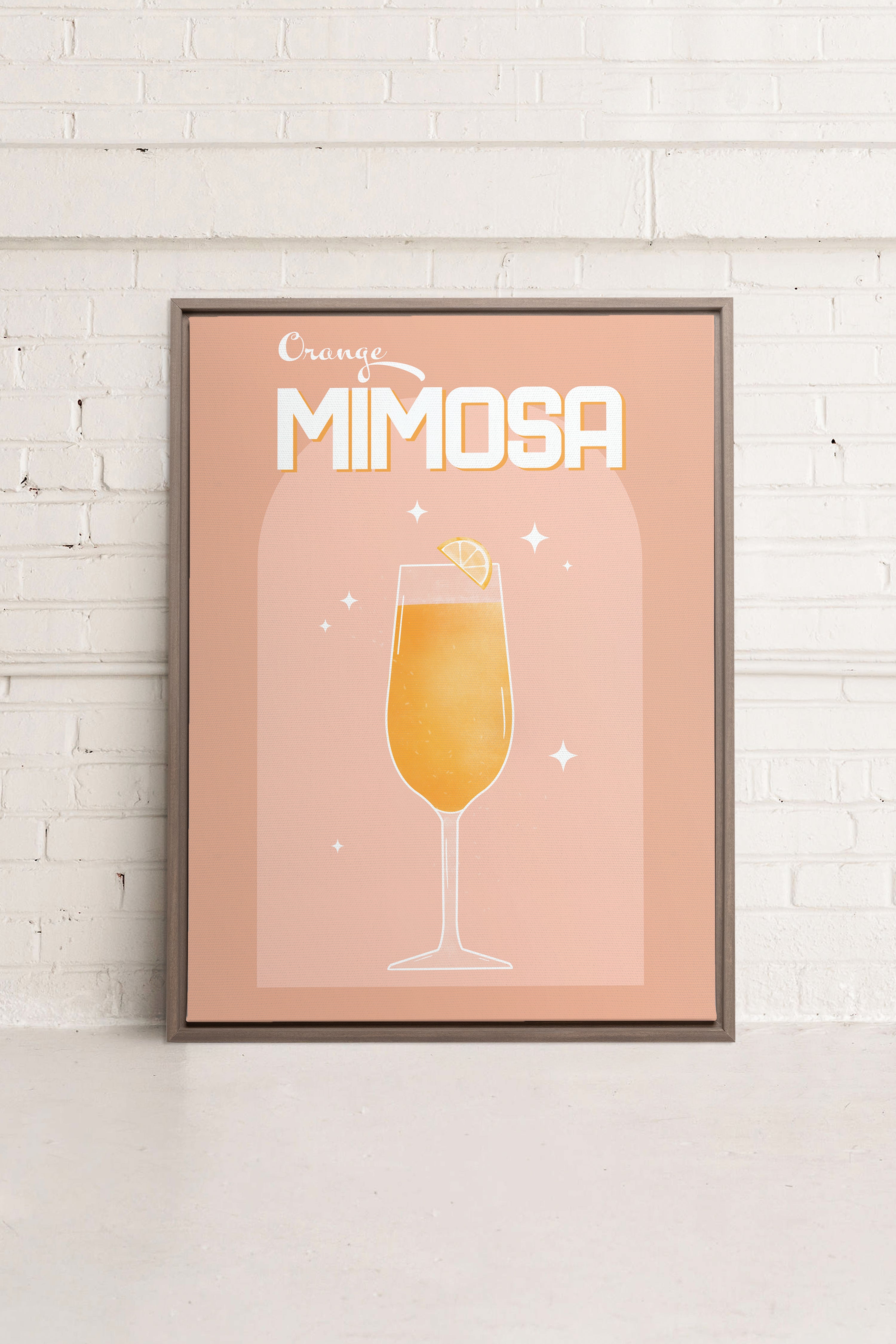 OLEKA CANVAS - ORANGE MIMOSA, Oeuvre sur toile étirée, encadré Brun Chêne