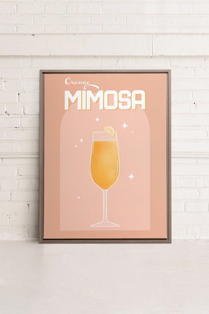 OLEKA CANVAS - ORANGE MIMOSA, Oeuvre sur toile étirée, encadré Brun Chêne